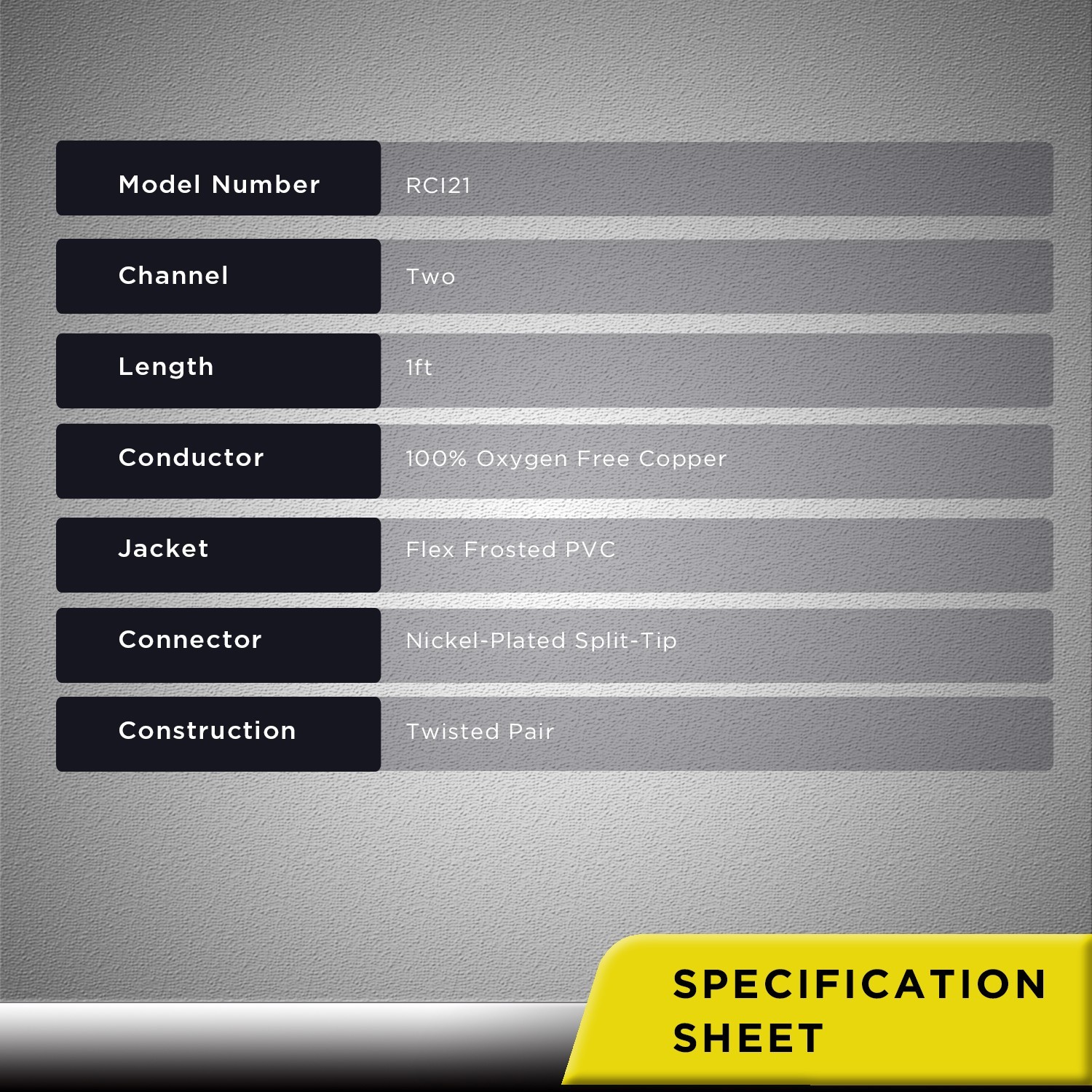 2Channel RCA Audio Cable RECOIL RCI21 99.99% Oxygen Free Copper 1ft