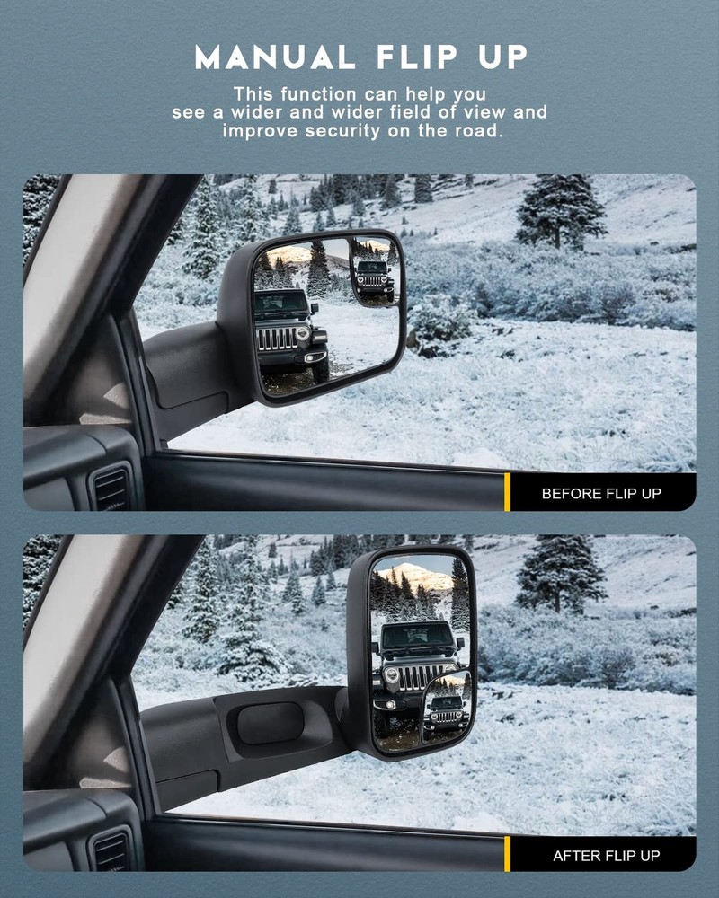 OCPTY Towing Mirror with Manual Adjusted Right Side Tow Mirror Compatible wit...