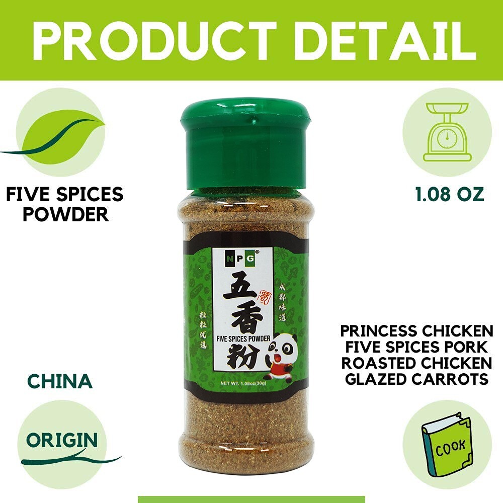 NPG Authentic Chinese Five Spice Powder Blend 1.05 Oz, Ground Chinese 5 Spices