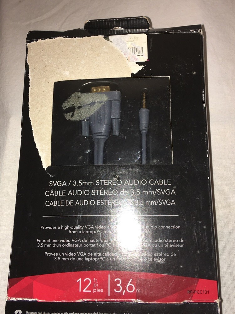 Rocketfish RF-PCC131 SVGA 3.5mm  12' ft. Stereo Audio Cable