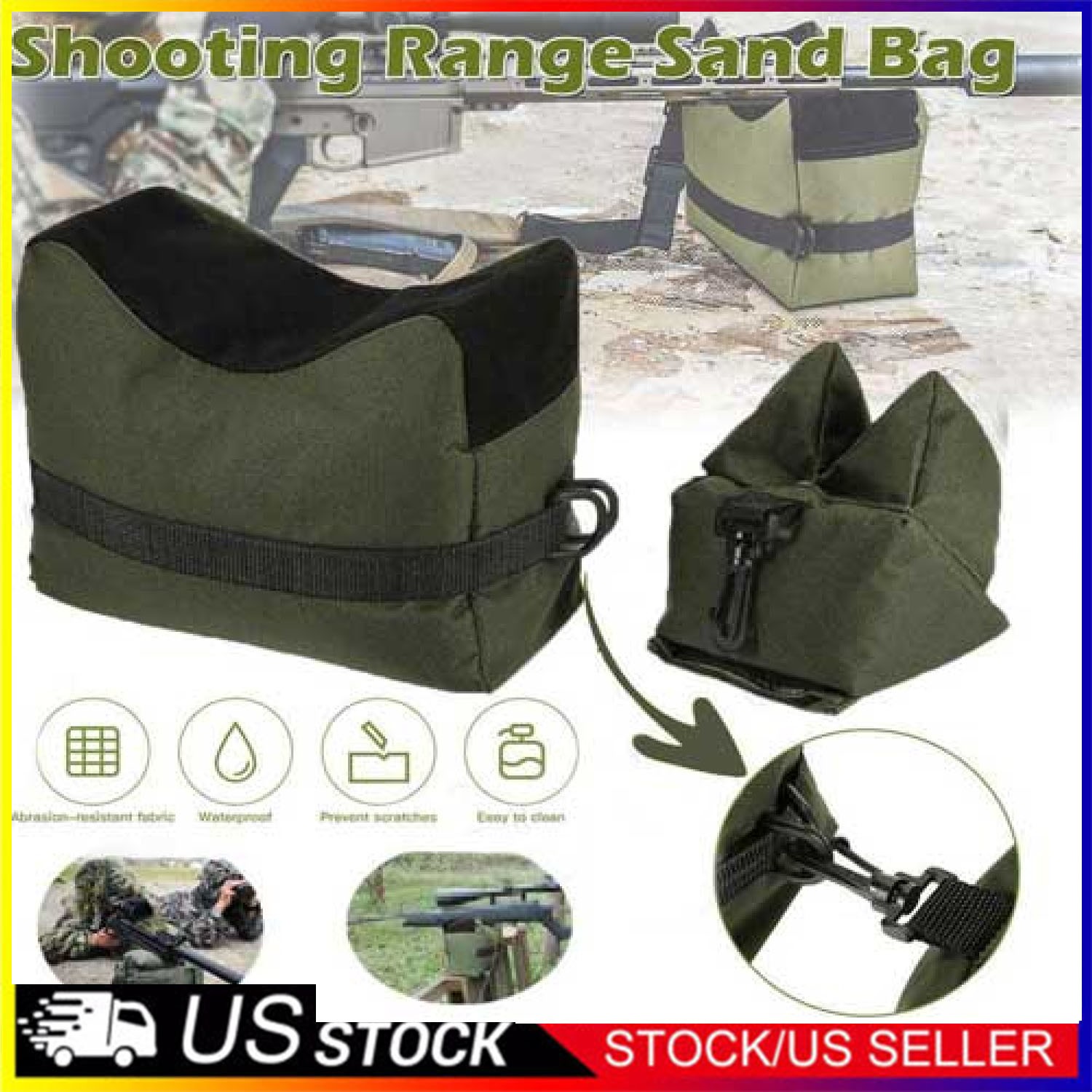 Shooting Range Sand Bag Tactical Rifle Gun Target Hunting Rear Sandbag Bench Set