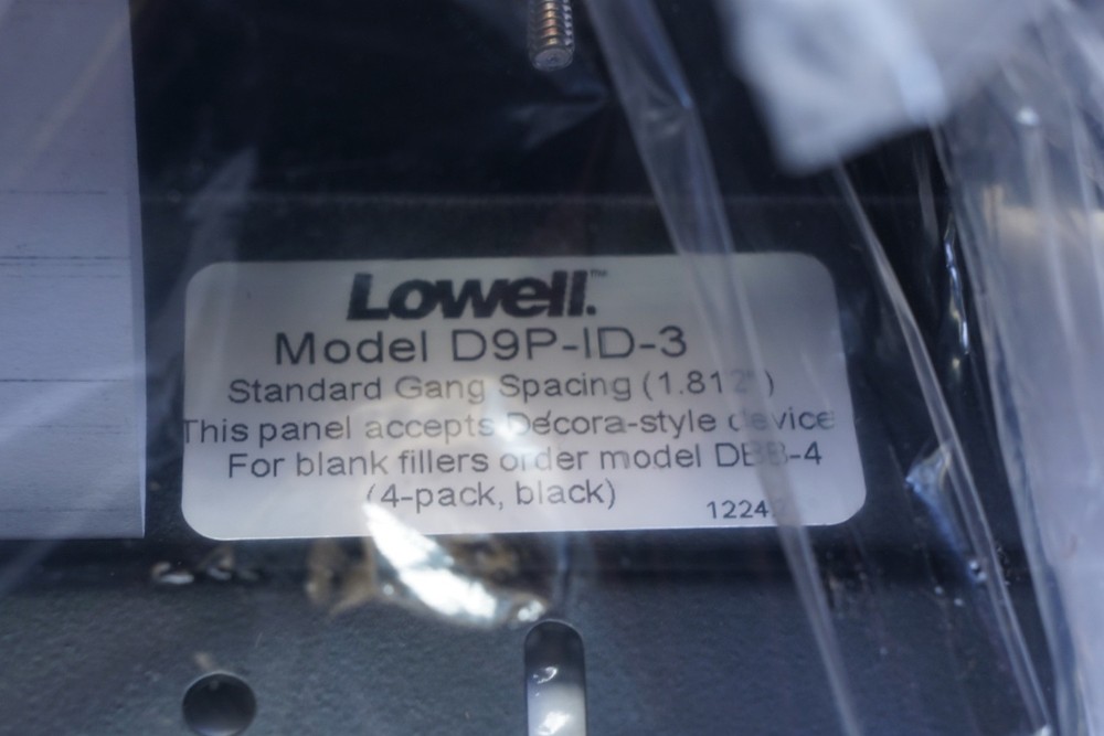 New Lowell Rack Panel for 9 Decorator Devices Vertical Mount D9P-ID-3 Template B