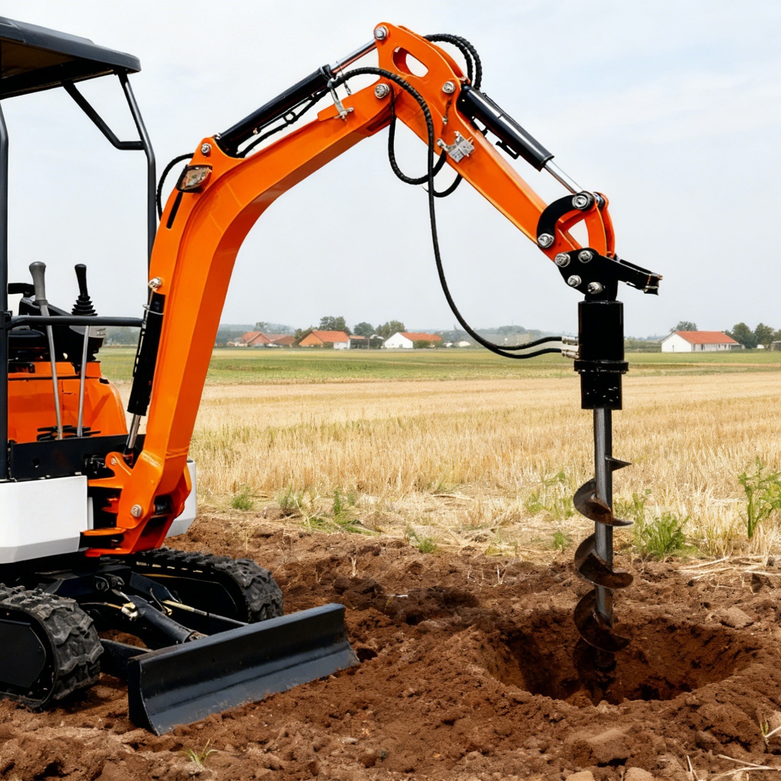 200mm Auger Drill Attachment for 1-1.5 Ton Mini Excavator