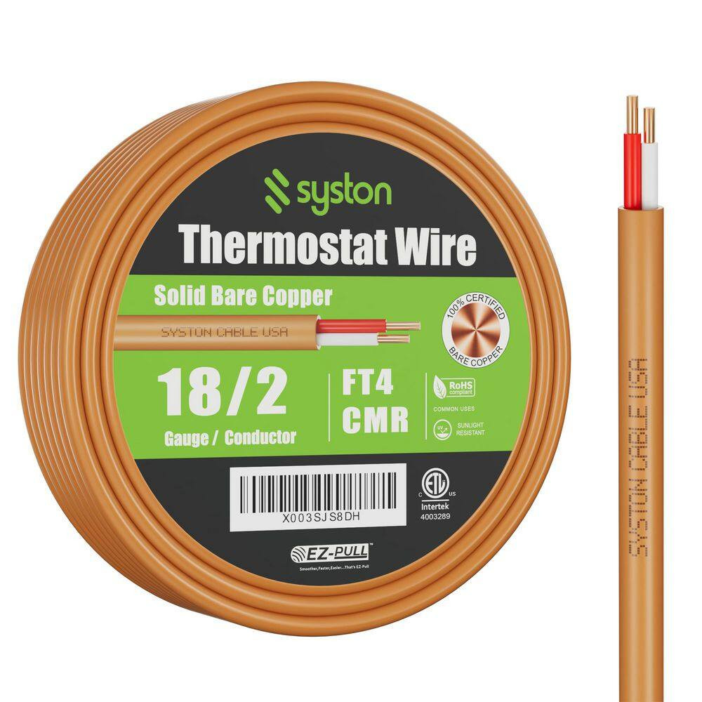 20 Ft. 18/2 Brown Solid Bare Copper CMR/CL3R Doorbell HAVC Heating Control Therm