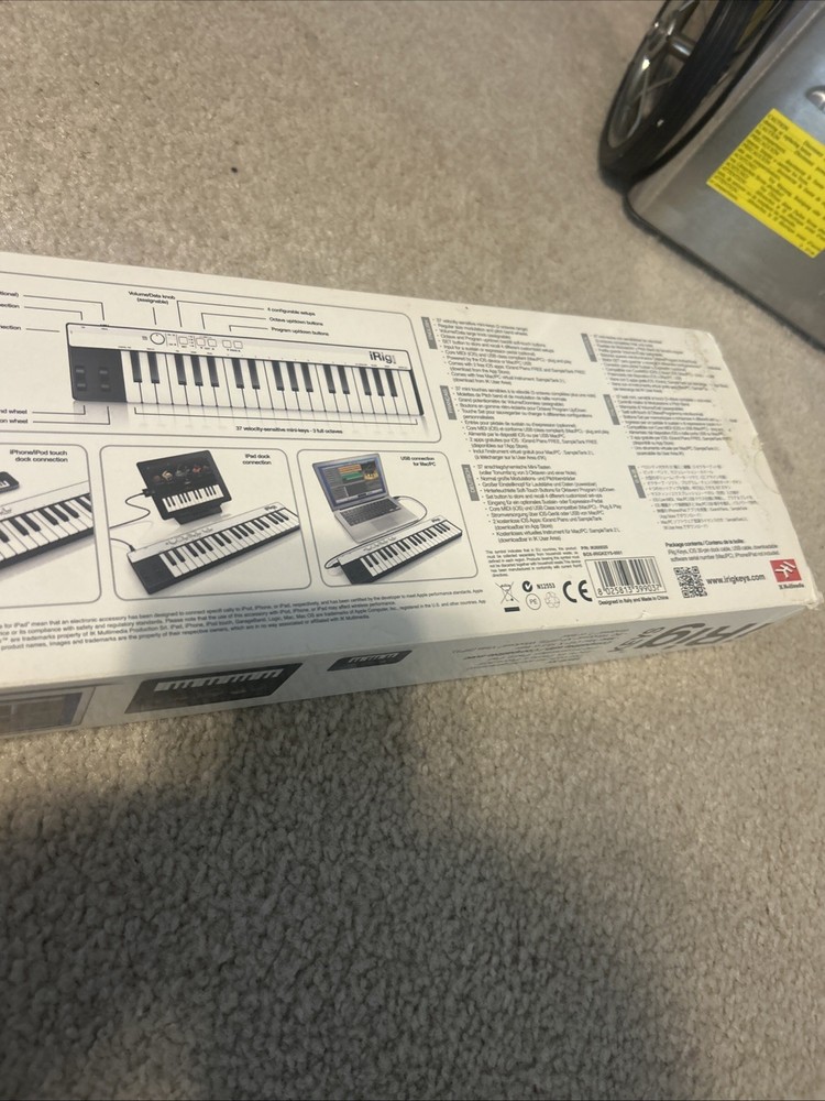 iRig Keys 37-Key USB MIDI Keyboard Controller for iPhone iPad Mac PC w/ Box &...