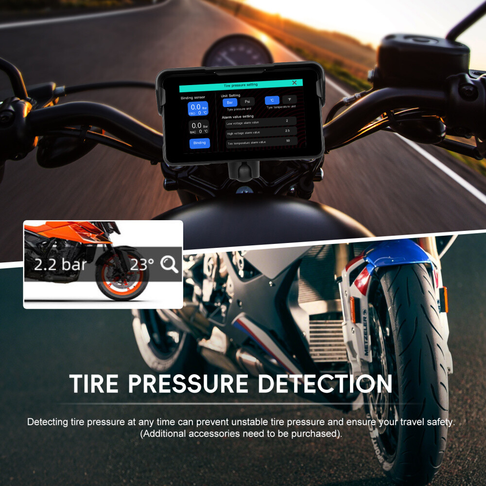 5" Waterproof Motorcycle Navigator Portable Wireless CarPlay Android Auto Screen
