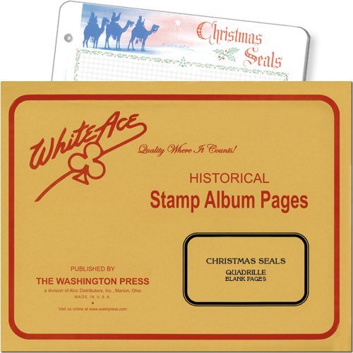 White Ace Christmas Seal Stamp Album Blank Pages, Quadrille Ruled