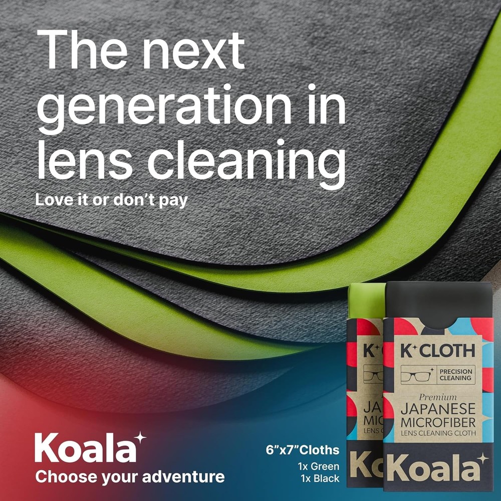Koala Microfiber Cleaning Cloth 2-Pack for Glasses, Camera, VR/AR Screens
