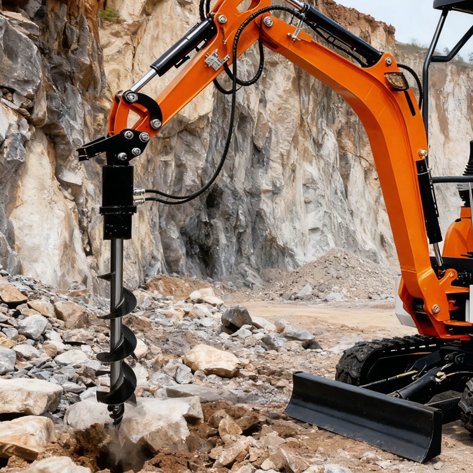 200mm Auger Drill Attachment for 1-1.5 Ton Mini Excavator