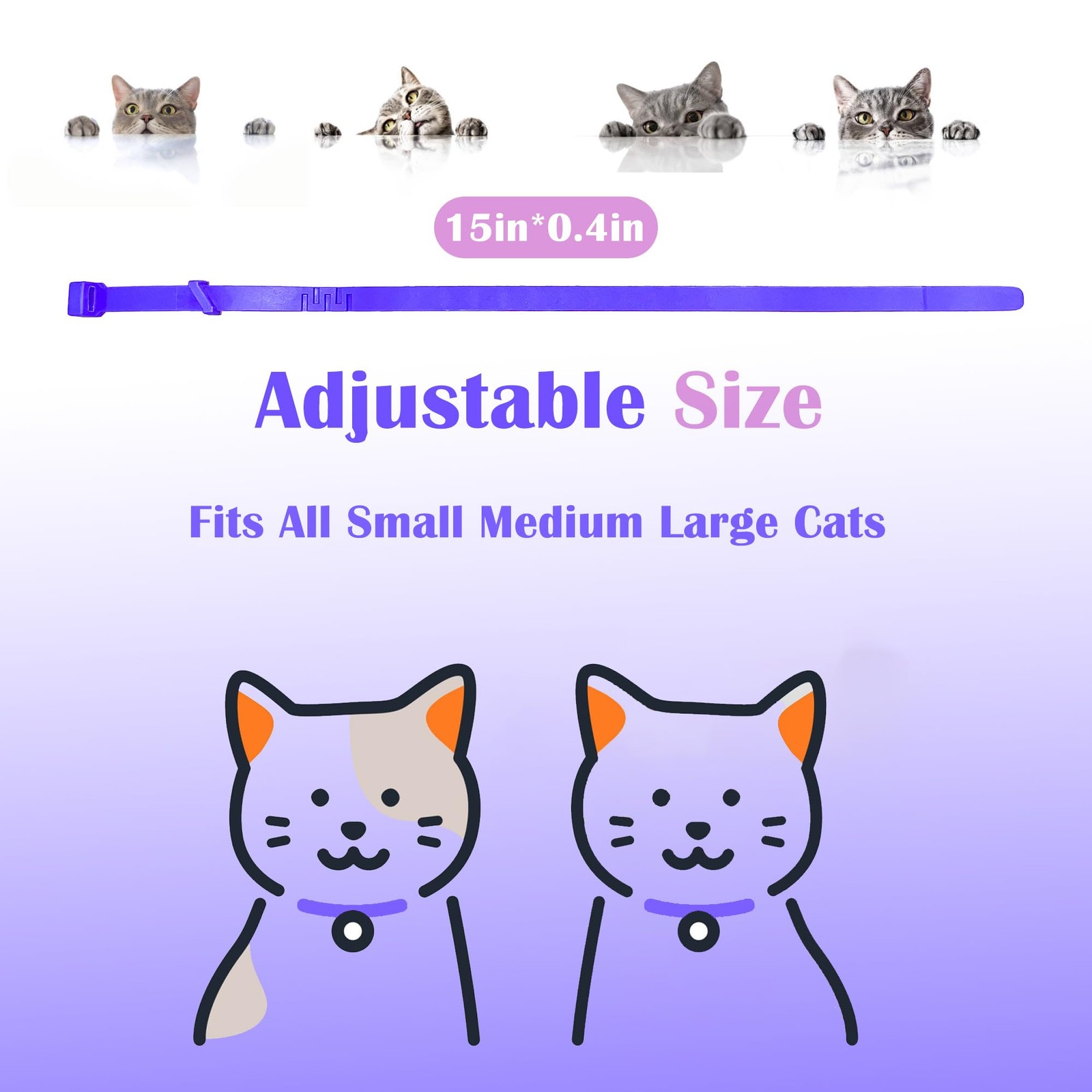 Minasuki 4 Pack Calming Collar for Cats - Long-Lasting Anxiety & Purple