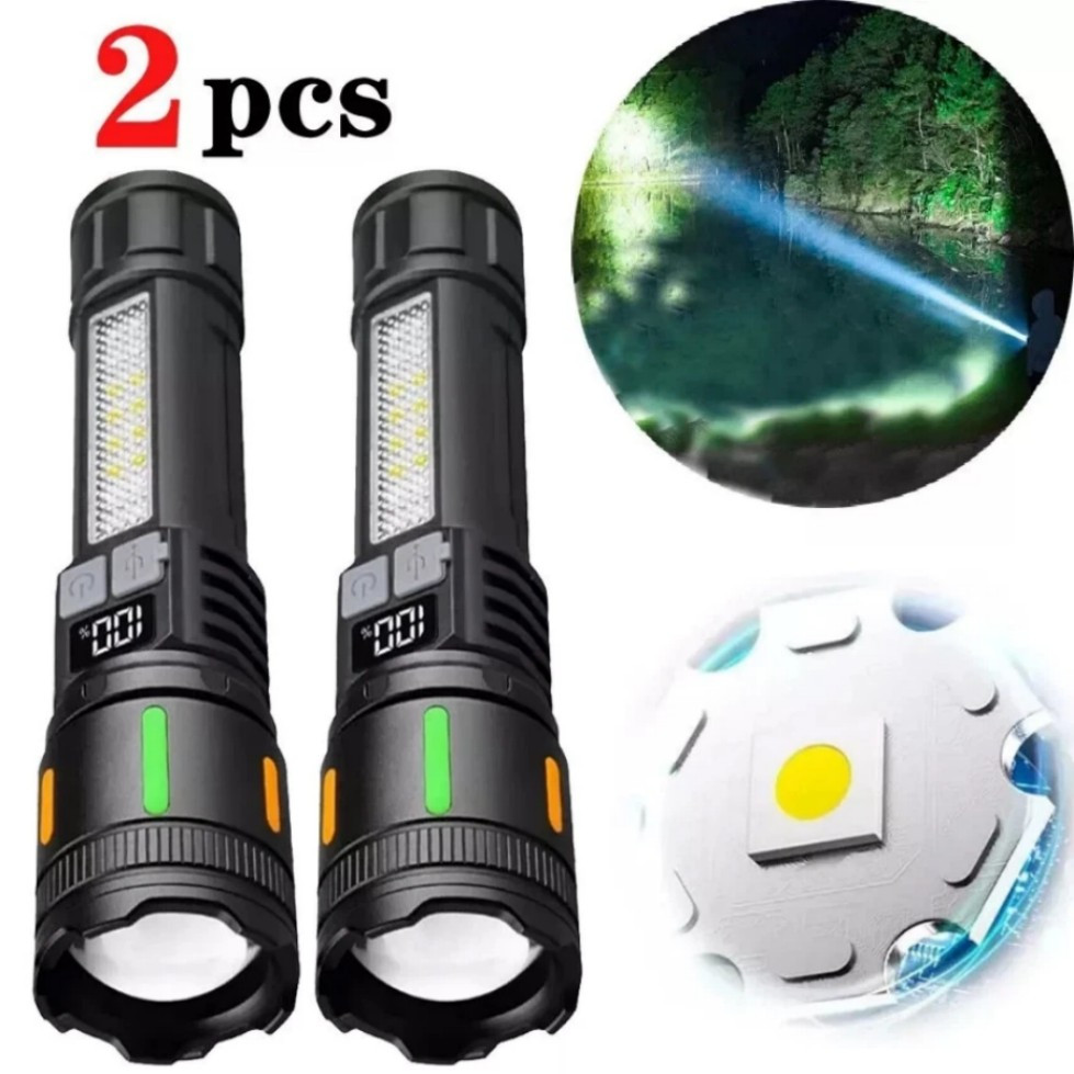 2*99000000 Lumens Super Bright LED Tactical Flashlight Rechargeable Work Light=