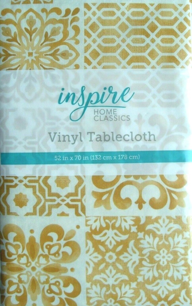 Patchwork Inspire Classics Vinyl Flannel backed Various Size Tablecloth b Elrene