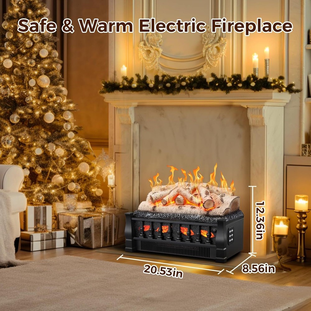 Electric Fireplace Insert Log Heater 21",Adjustable 5 Flame Brightness,5 Speed