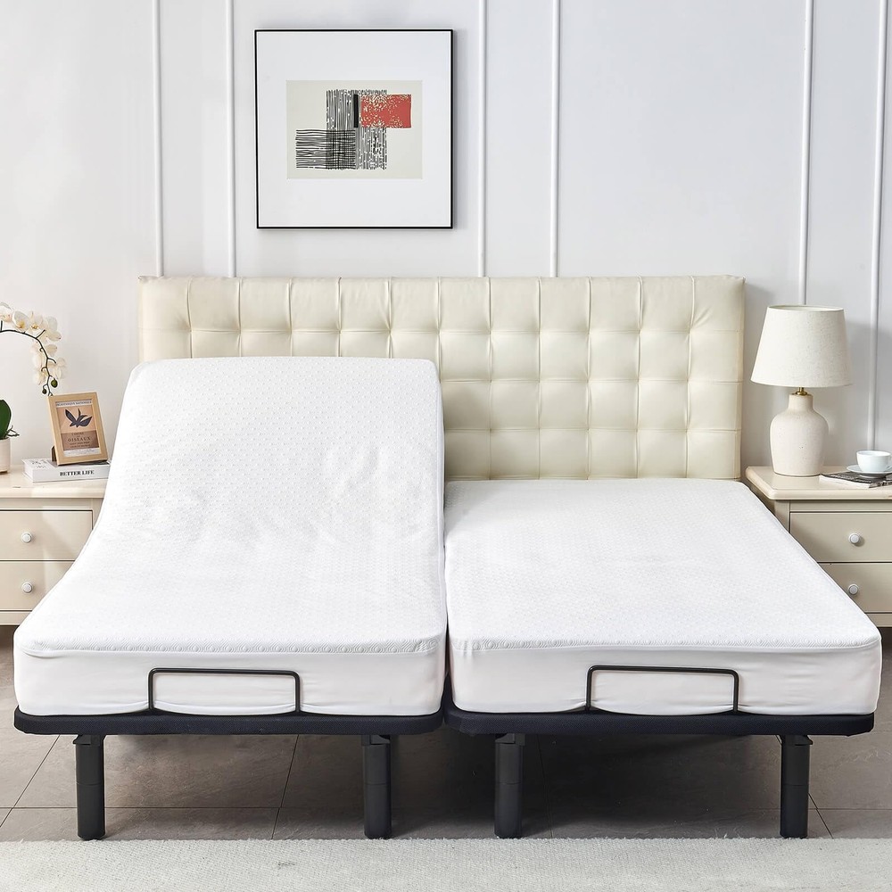 Bamboo Viscose Cooling Split King Mattress Protector for Adjustable Bed Water...