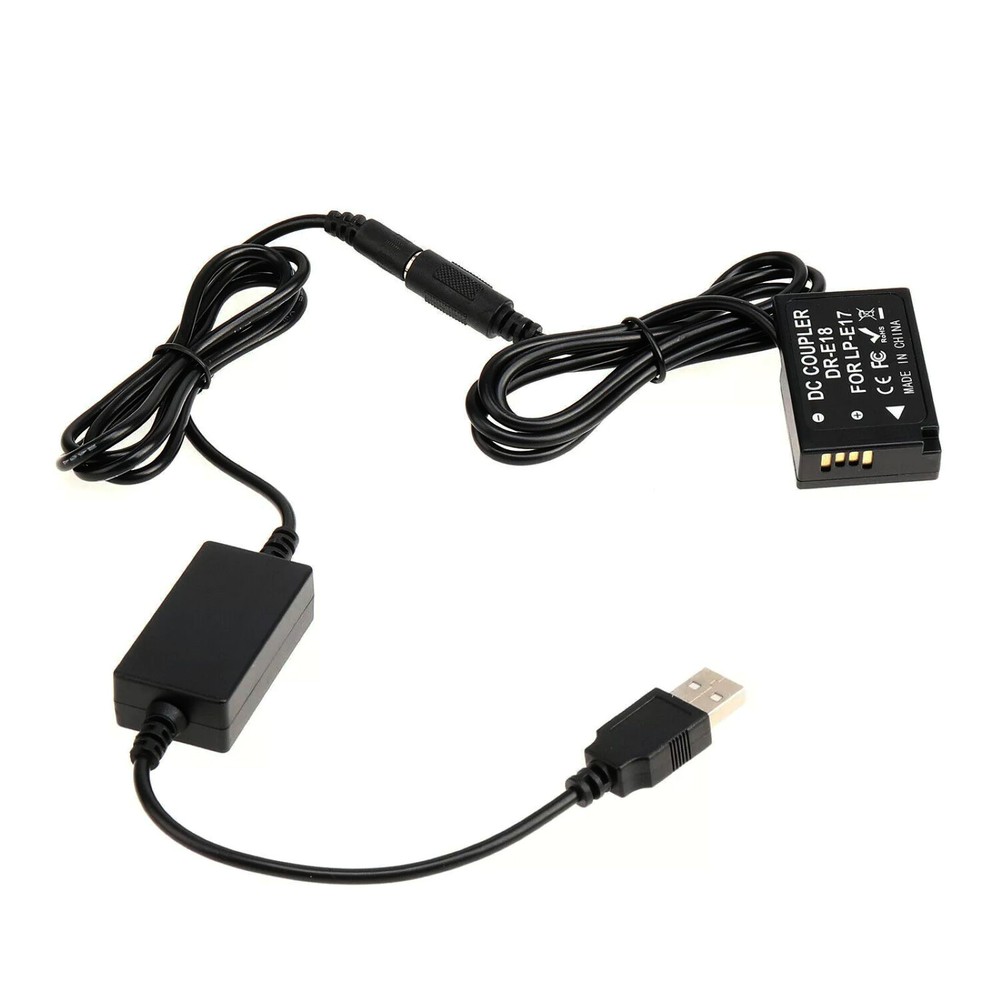 DR-E18 DC Coupler LP-E17 Dummy Battery+USB Power Cable For Canon EOS RP 77D 760D