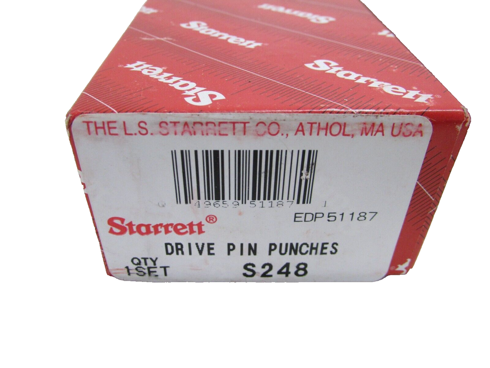 STARRETT TOOLS S248 5-pc. DRIVE PIN PUNCH SET, 8" LONG