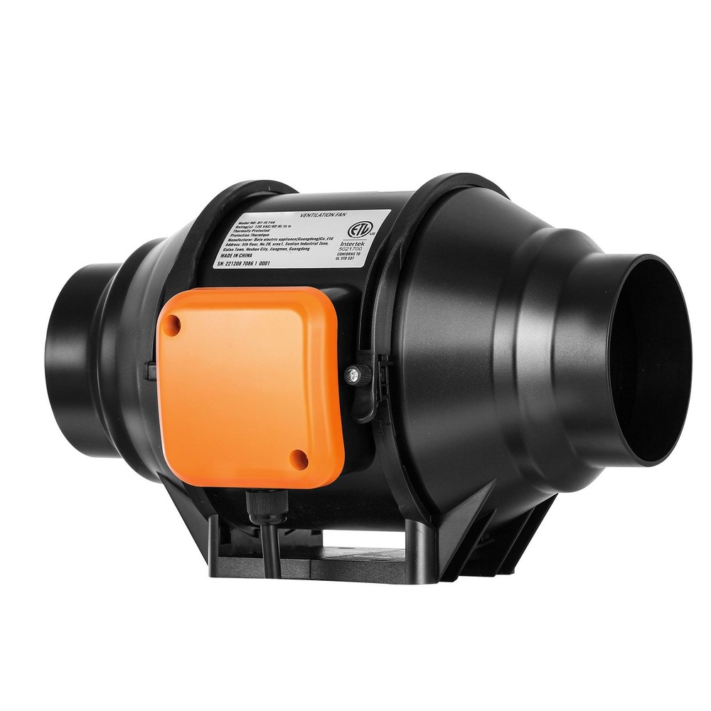 Inline Duct Fan, 4-Inch 200 CFM with Variable Speed Controller, Quiet AC-motor V