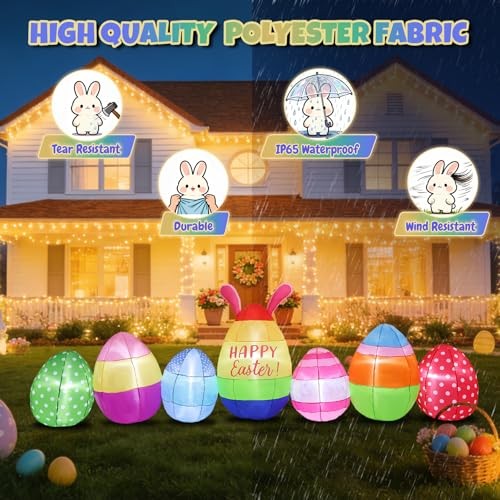 Vibrant Inflatables 10FT Long, Seven Eggs Inflatable Outdoor Easter Eggs