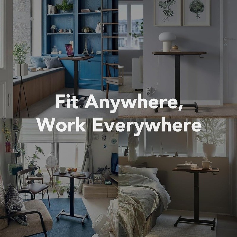 Adjustable Sit Stand Mobile Desk Ergonomic Rolling Table Lockable & Portable New