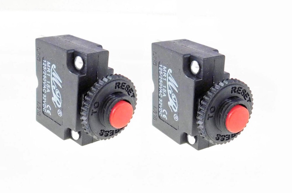(2 PACK) PROCRAFT MR1-15A 15A Panel Mount Circuit Breaker / Overload Protector