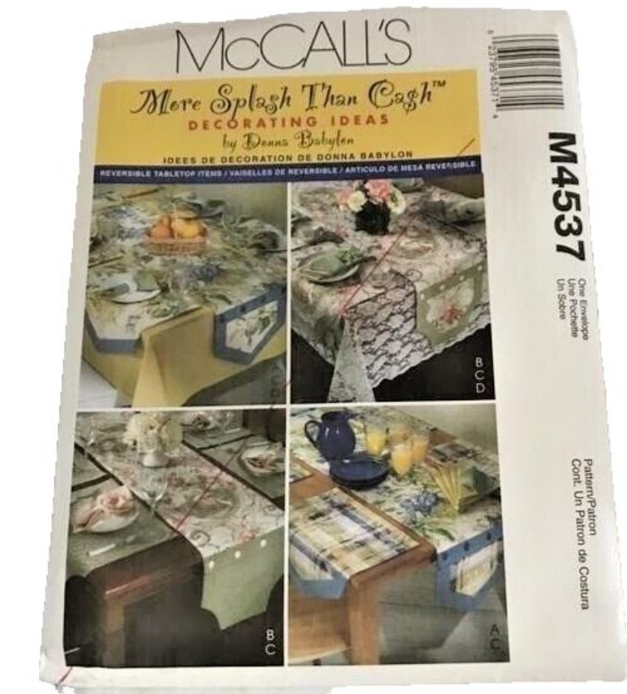 #M4537 McCalls home decor runner placematts valance sewing pattern