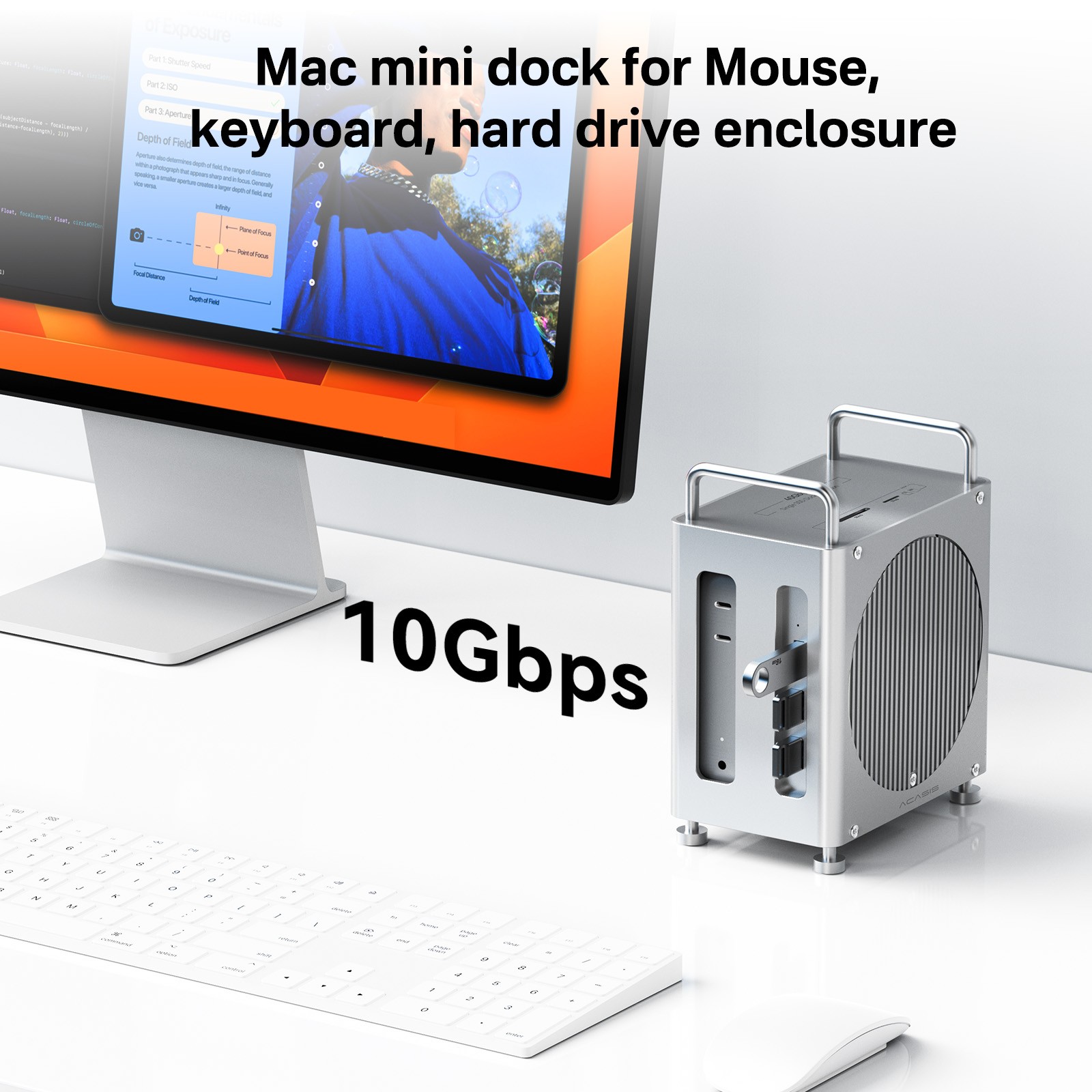 ACASIS 8-in-1 40Gbps Mac mini M4 Workstation NVMe SSD Enclosure Dual DP 4K@60Hz
