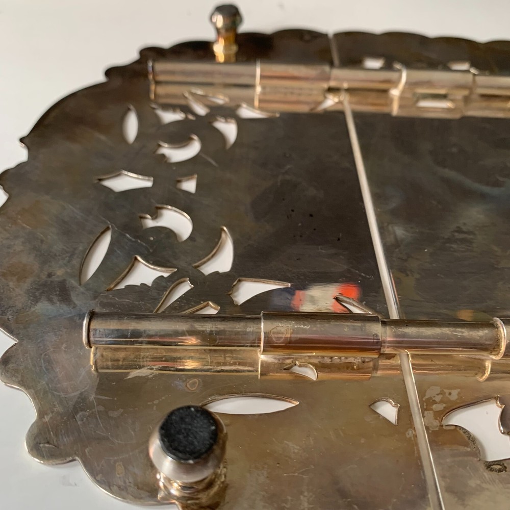 VINTAGE IFS LTD 40 SILVER PLATED TRIVET EXPANDABLE z