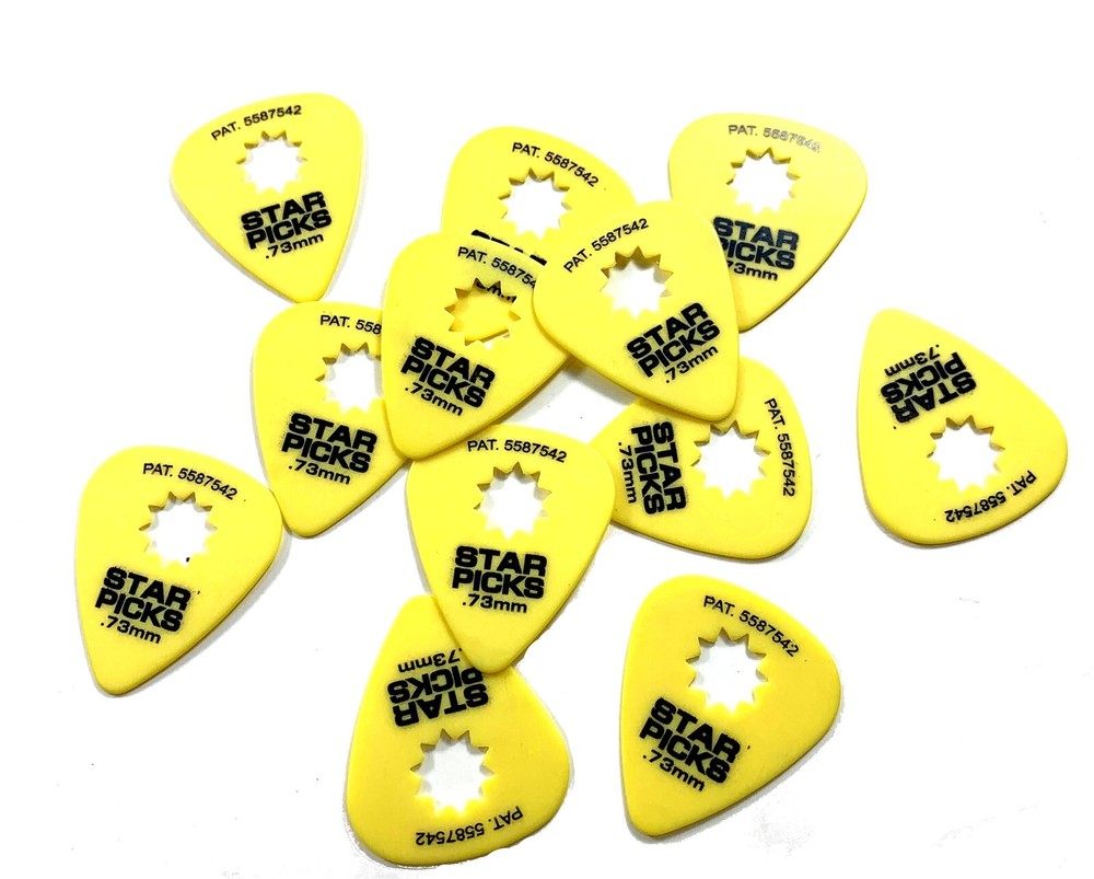 Everly Star Guitar Picks 72 Pack .73mm Yellow