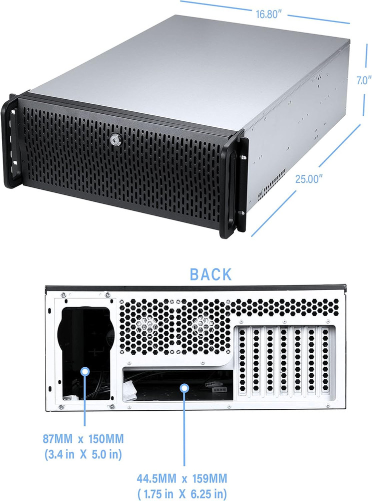 4U Server Chassis Rackmount Case | 8 3.5" HDD Bays, 3 5.25" Devices | E-ATX Comp