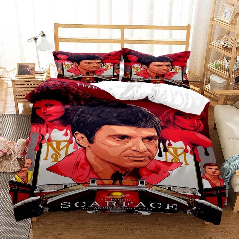 Tony Montana Scarfaces Bedding Set Duvet Cover Pillowcase Bed Kids Adult Home