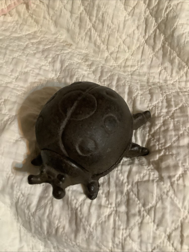 LadyBug Hide A Key Box Distressed Brown Cast Iron Garden lady bug