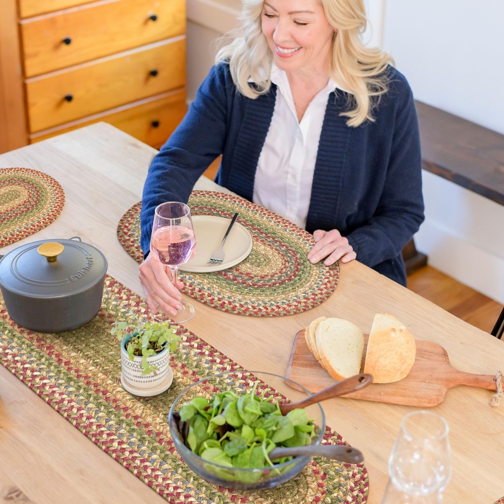 Azalea Oval Table Runner - 11"x36" Multicolor - Handcrafted with Jute - Rich ...