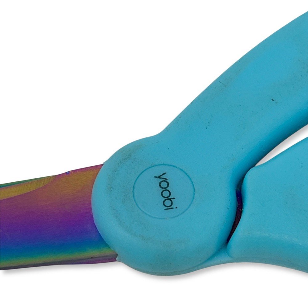 Yoobi Multi-Purpose Scissors, Blue Handle Rainbow Iridescent Blades, 2 Pcs