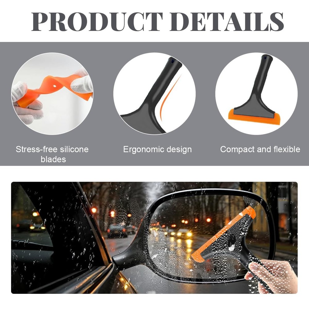 Wevdn Small Silicone Window Squeegee, Car Windshield Black