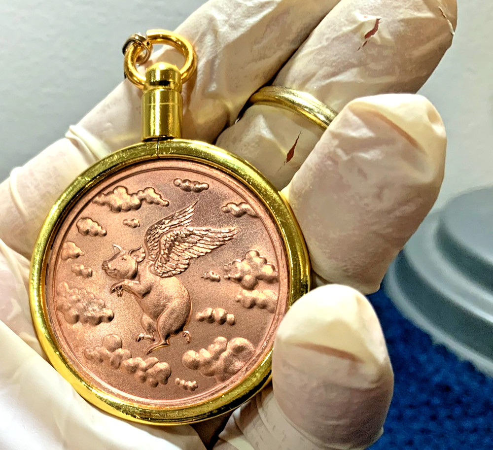 PIGS WILL FLY ONE OUNCE COPPER KEYCHAIN