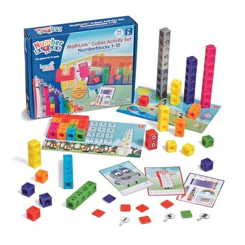MathLink Cubes Activity Set 1-10, 30 Preschool Learning Activities, Counting Blo
