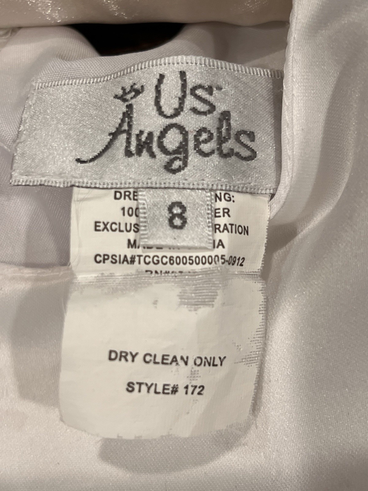 White Communion/Flower Girl Father/daughter Dance Dress Size 8 By Us Angels