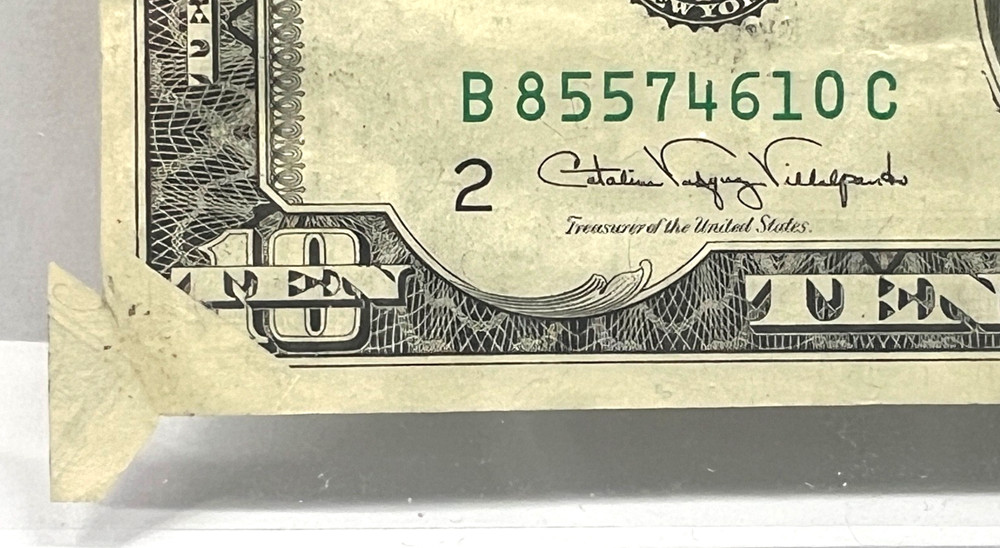 1988-A $10 FRN PRINTED FOLD OVER CURRENCY NOTE ERROR--NICE CONDITION