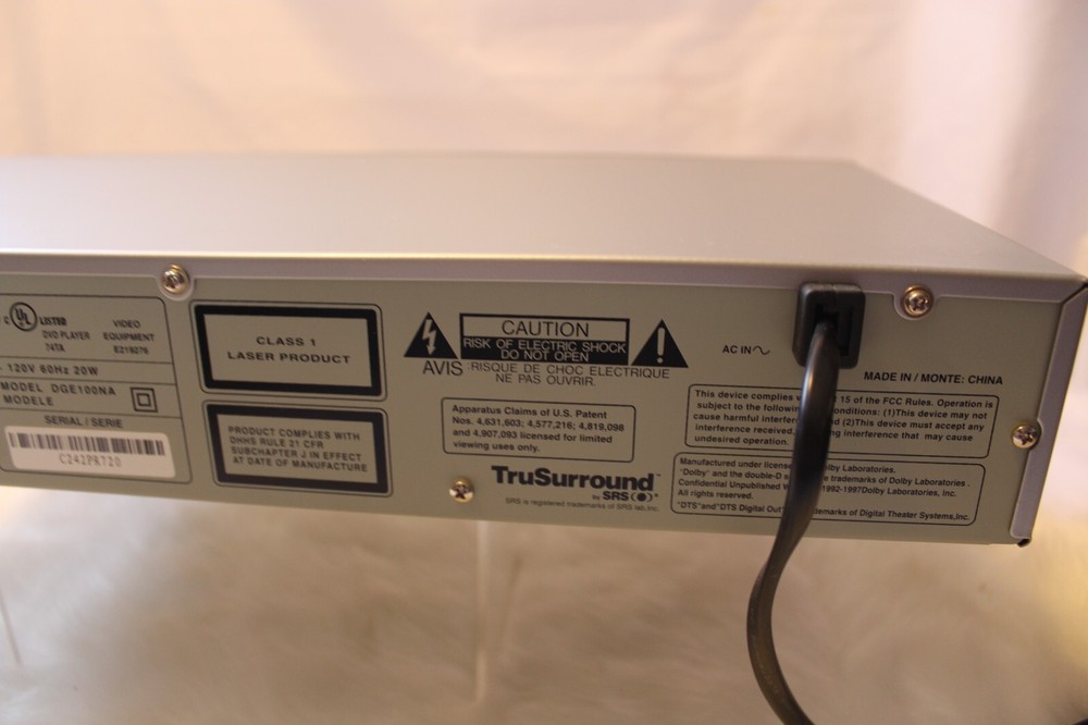 GE DVD Player Digital DGE100NA Silver INCLUDES Remote Control & Users Guide