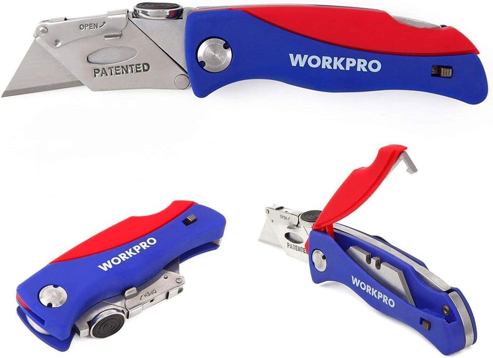 WORKPRO Folding Utility Knife 2PCS Set Quick-Change Blade w/ 10PCS Extra Blades