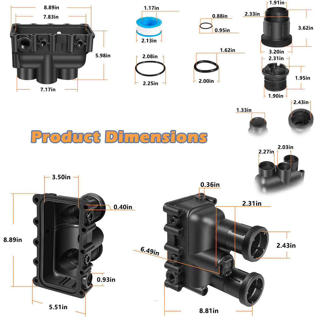 77707-0206 Pool Heater Manifold Body for Pentair MasterTemp,Sta-Rite Max-e-Therm