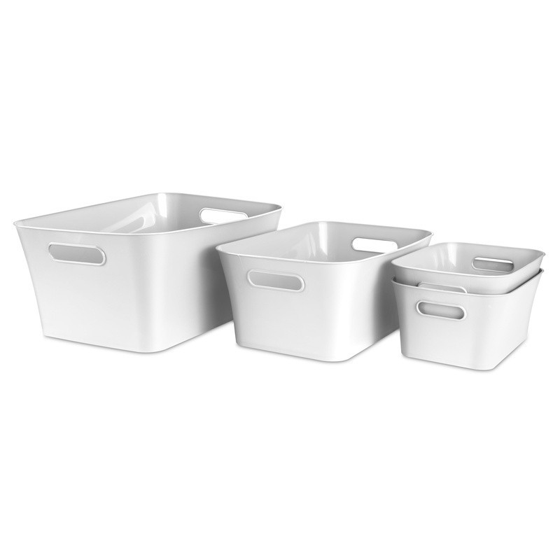6 Pack Medium Plastic Storage Bins W/ Handles Home Organization & Storage New