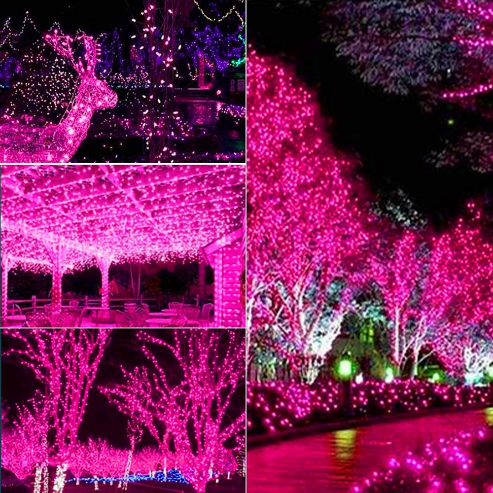 Pink Lights Battery Operated String Lights 33Ft 100 LED with Auto Timer & 8