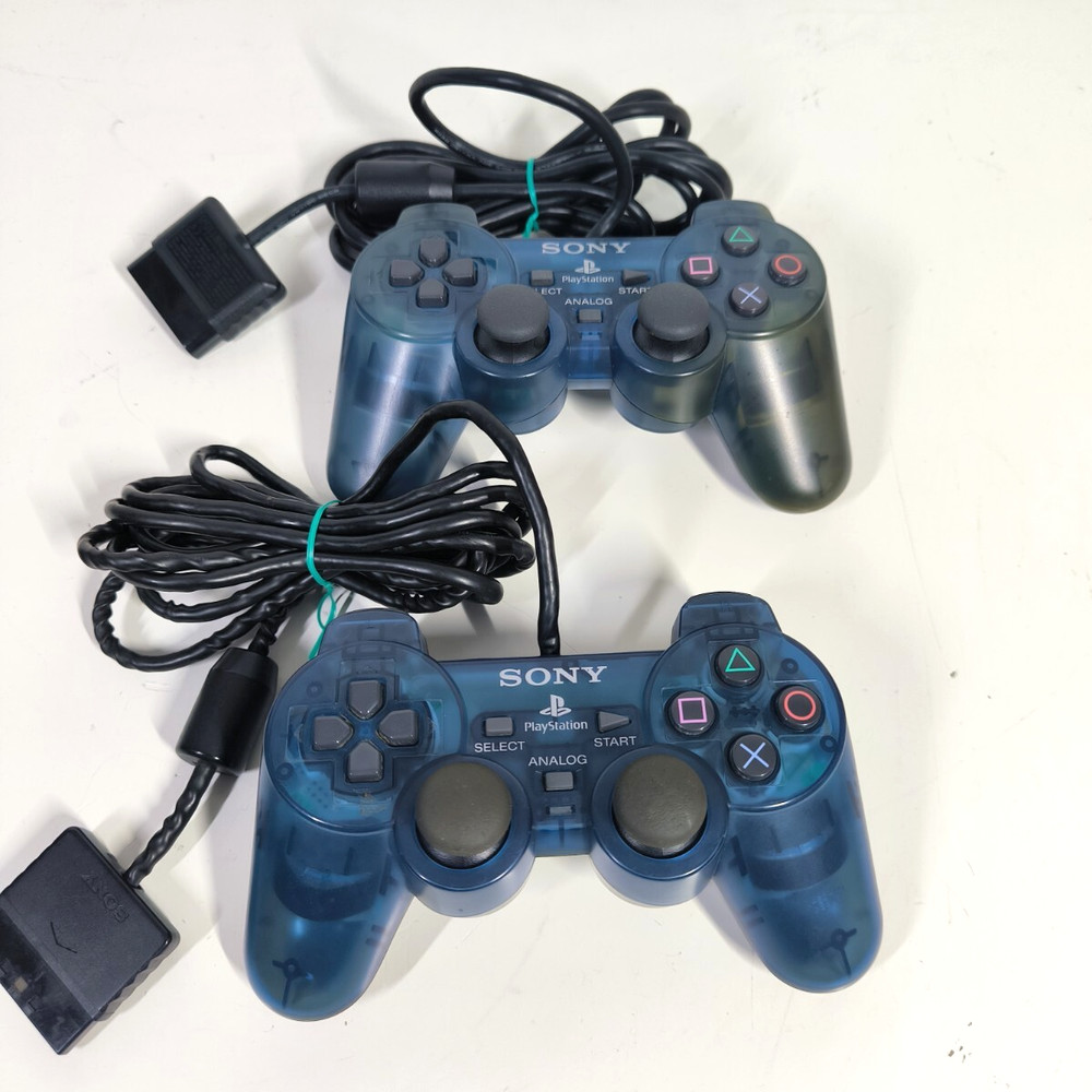 SONY PlayStation 2 SCPH-37000 Ocean Blue Console Tested w/ Two Controllers,Cable