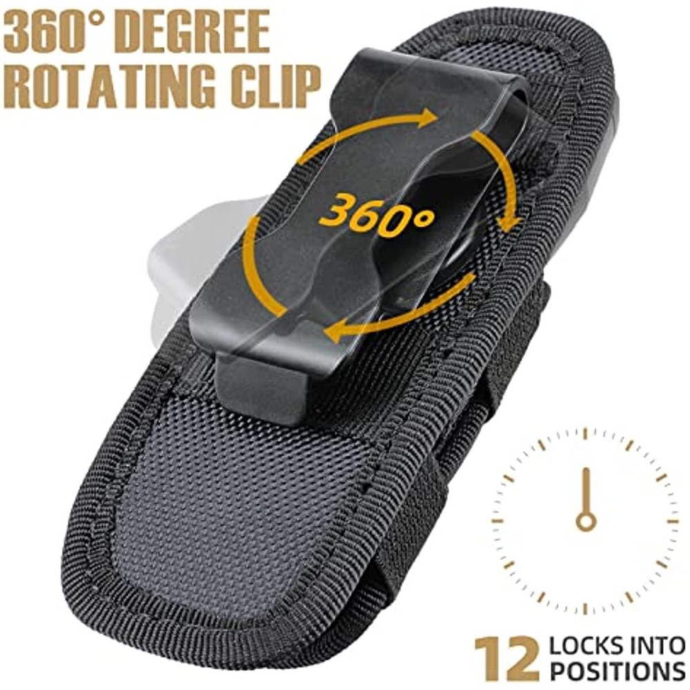2Pack Tactical Flashlight Pouch Holster 360 Rotatable Flashlight Holder Case US