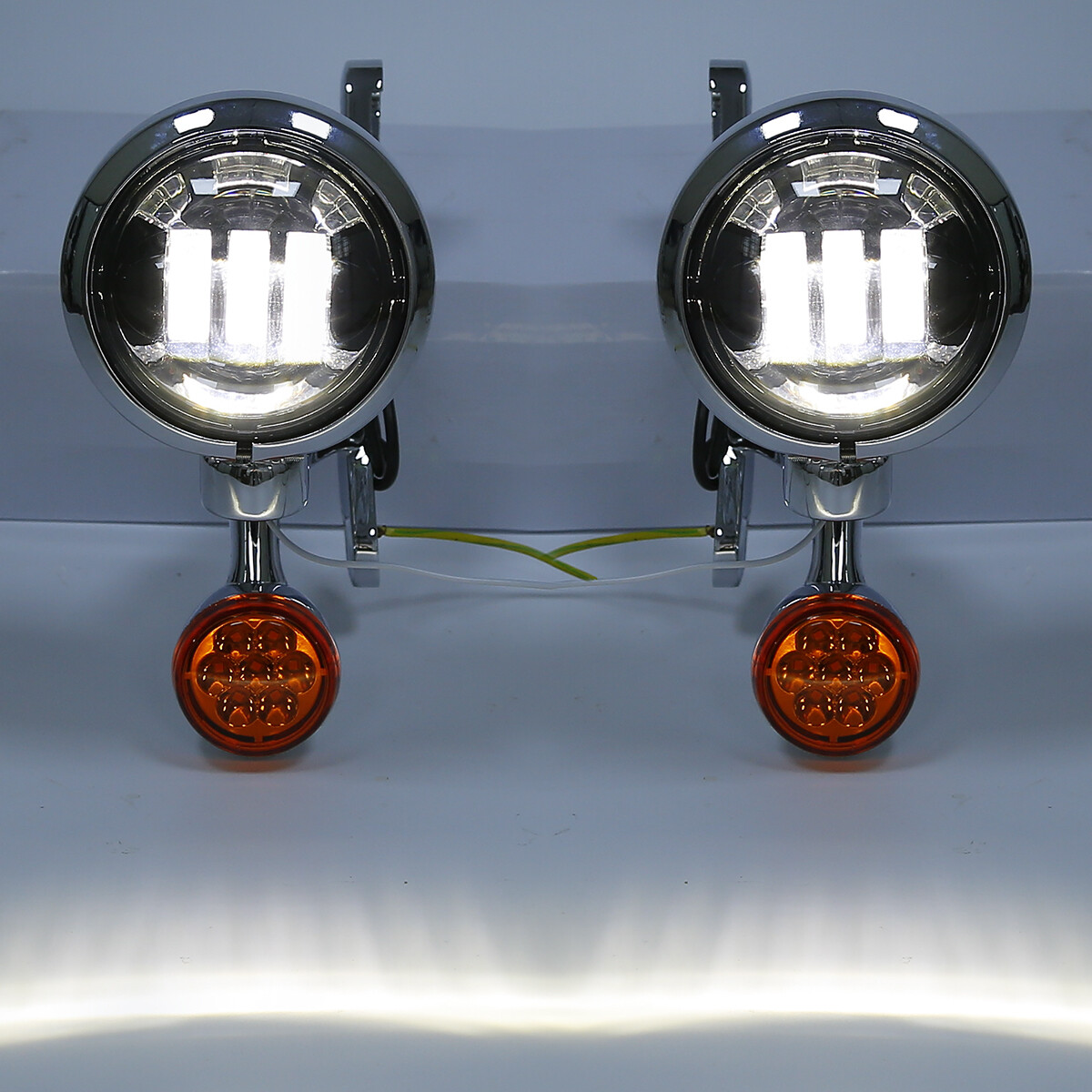 4.5" Turn Signal LED Spotlight Fog Light Bracket Fit For Harley Electra Glide US