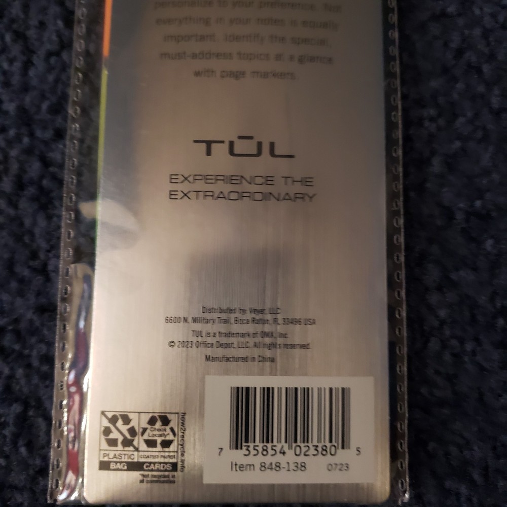 TUL Junior Size Note-taking System Tab Task Pad Markers