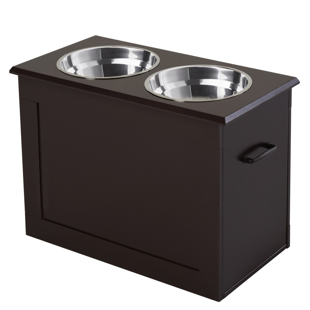 Raised Pet Bowls w/ Storage Function Stainless Steel Bowls Elevated Base