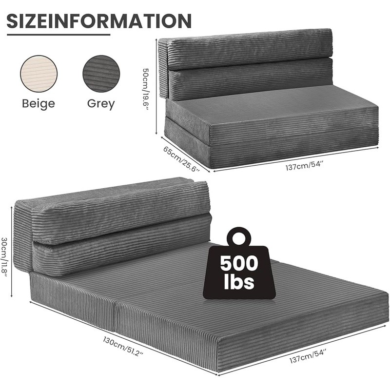 Multifunctional Foldable Sofa Bed W/ High Density Foam Adjustable Chair & Pillow
