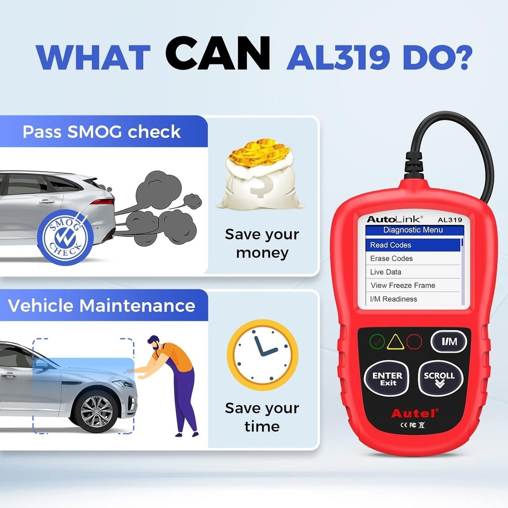 Compact AL319 Scanner - One-Click Engine Diagnostic & Vehicle Information Viewer